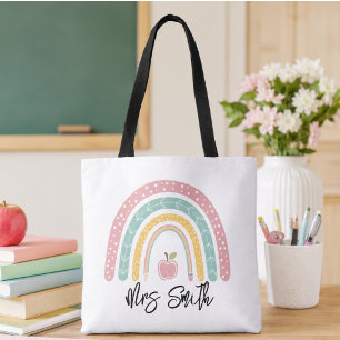 Tote Bag Retour à l'école Arc-en-ciel Professeur Vie