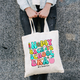 Tote Bag Retour à l'école coloré rétro professeur