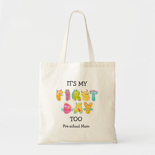 Tote Bag Retour À L'École MOM PREMIER JOUR Nom personnalisé (Devant)