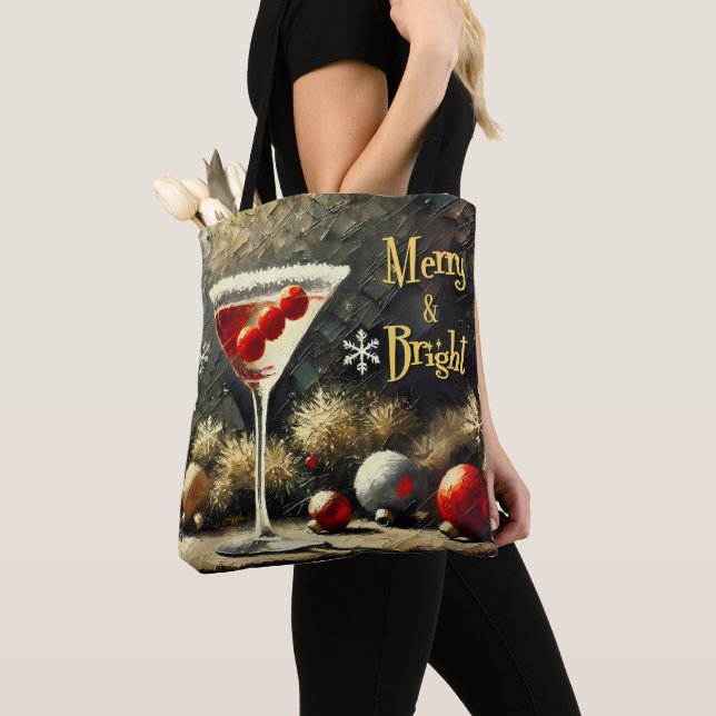 Tote Bag Retro 50s Triple Cranberry Christmas Martini (De près)