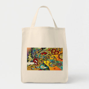 Tote Bag Retro 60s Psychedelic Cycle de vie Cadeaux Vêtemen