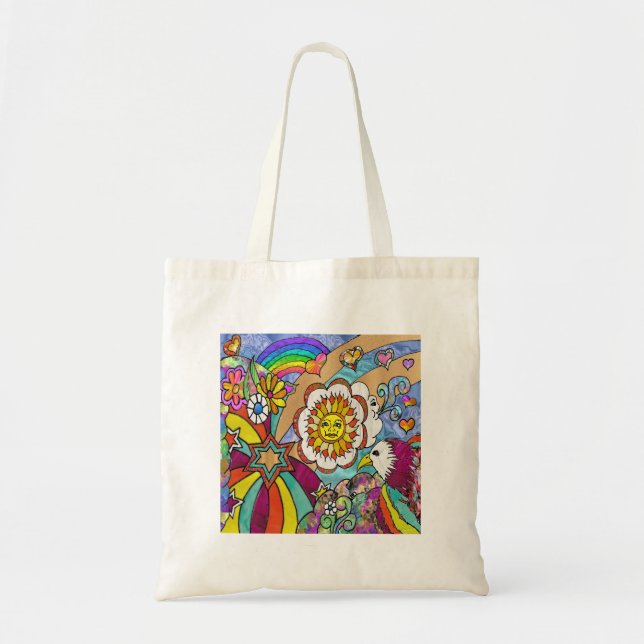 Tote Bag Retro 60s Psychedelic Sunshine Aigle Cadeaux (Devant)