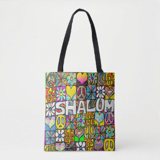 Tote Bag Rétro 60s Psychédélique Shalom AMOUR