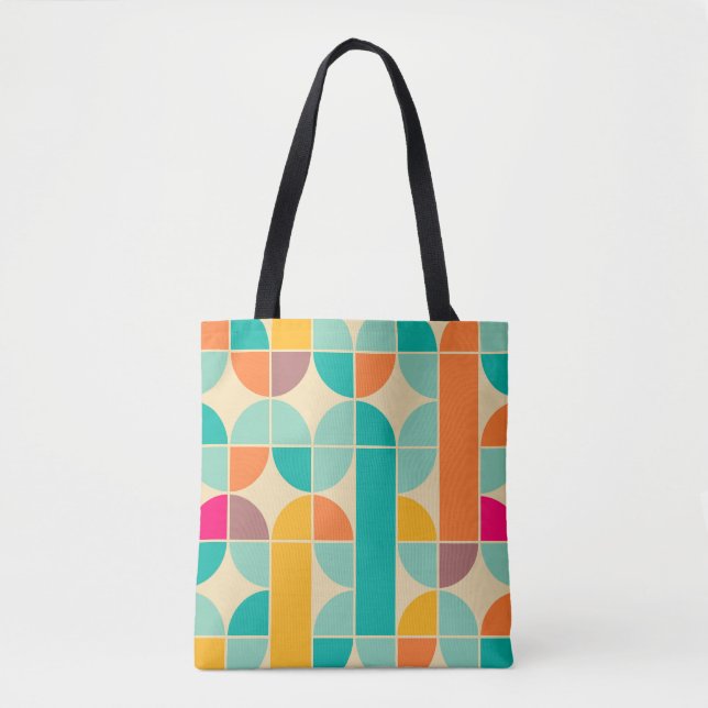 Tote Bag Retro Abstrait : Design intemporel sans fil. (Devant)