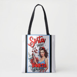 Tote Bag Retro American Pinup_ Sorta Sweet Sorta Savage