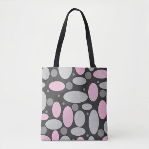 Tote Bag rétro, années 60, pois, gris et rose