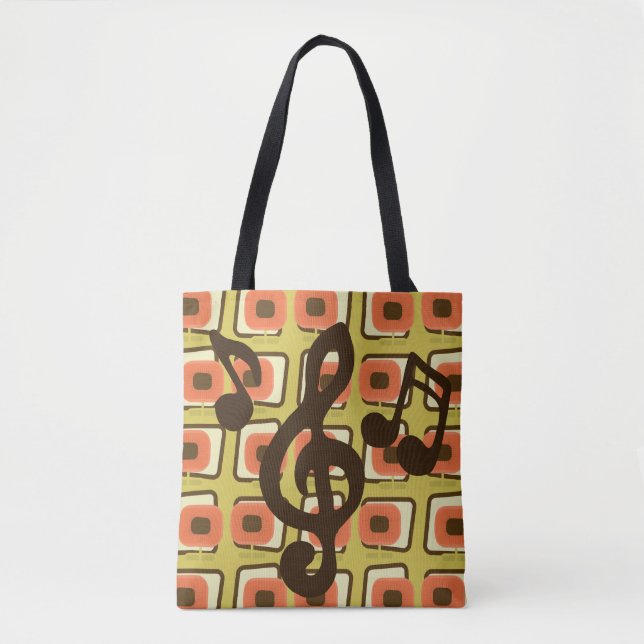 Tote Bag Retro Atomic Era Mid Century Musique MCM Moderne (Devant)