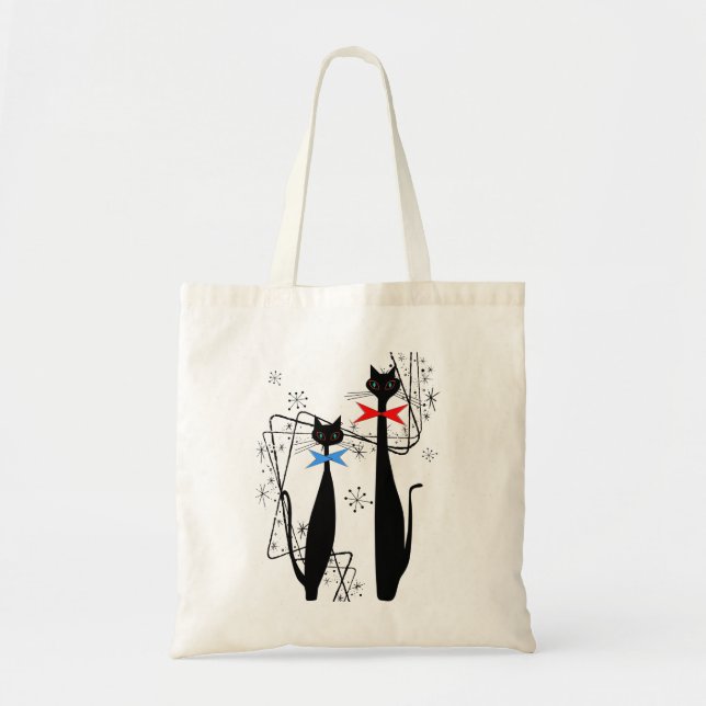 Tote Bag Retro Atomique Moyen Siècle moderne Cool Chat (Devant)