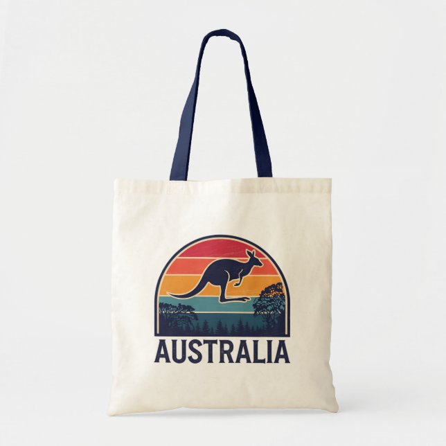 Tote Bag Retro Australian Sunset Animal sauter Kangaroo (Devant)