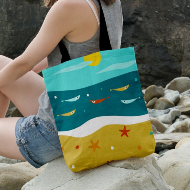 Tote Bag Retro Beach Été Milieu du siècle moderne (Créateur téléchargé)