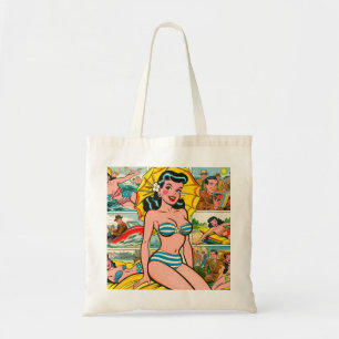 Tote Bag Retro Bikini Girl Summer Comics