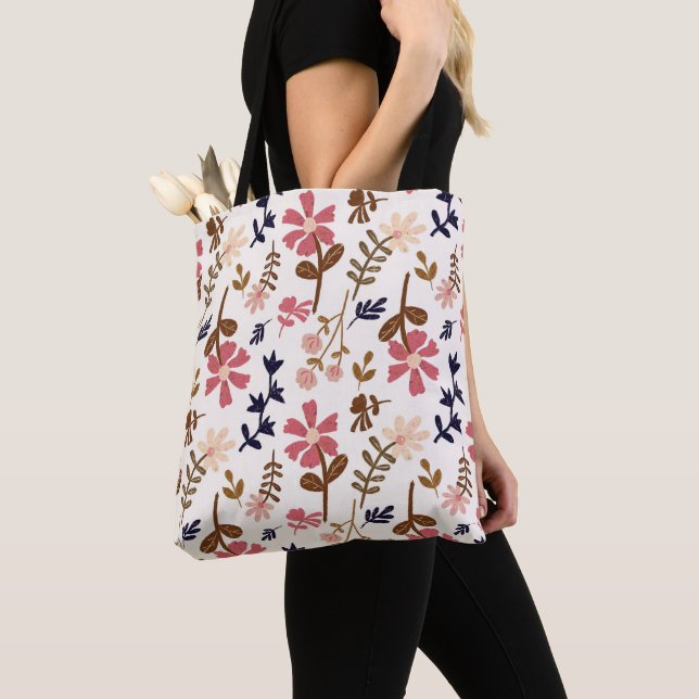 Tote Bag Retro Bloom Floral Pattern (De près)