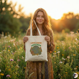 Tote Bag Retro Boho Aimez Votre Mère Jour de la Terre Perso