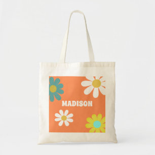 Tote Bag Retro Boho Hippie Daisy Personnalisé