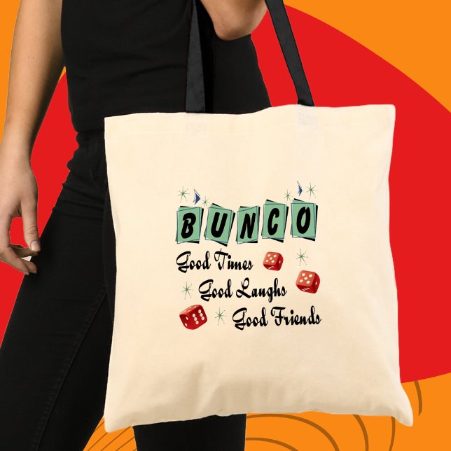 Tote Bag Retro Bunco (Bunco Player Tote Bag - Good Times! Good Friends!)