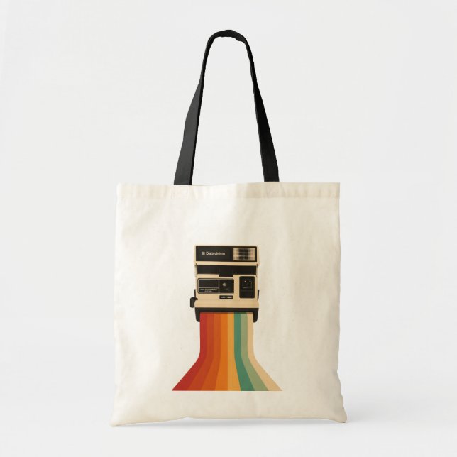 Tote Bag Retro Camera with Rainbow Print (Devant)