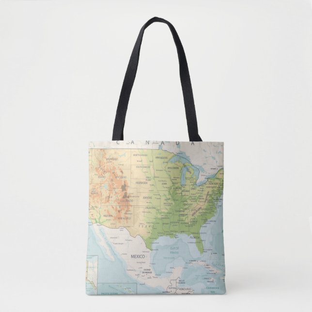Tote Bag Rétro carte couleur du monde (Devant)