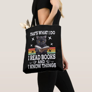 Tote Bag Retro Cat Livres Le Lecteur Halloween Lecture Cade