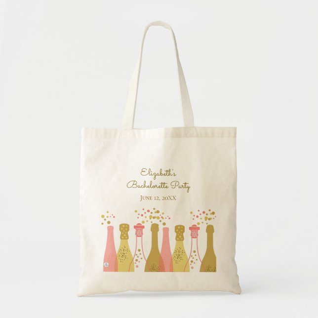 Tote Bag Retro Champagne Pink Gold 1960 Bachelorette Party (Devant)