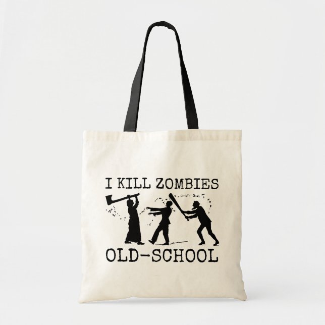 Tote Bag Rétro chasseur drôle de tueur de zombi de vieille (Devant)