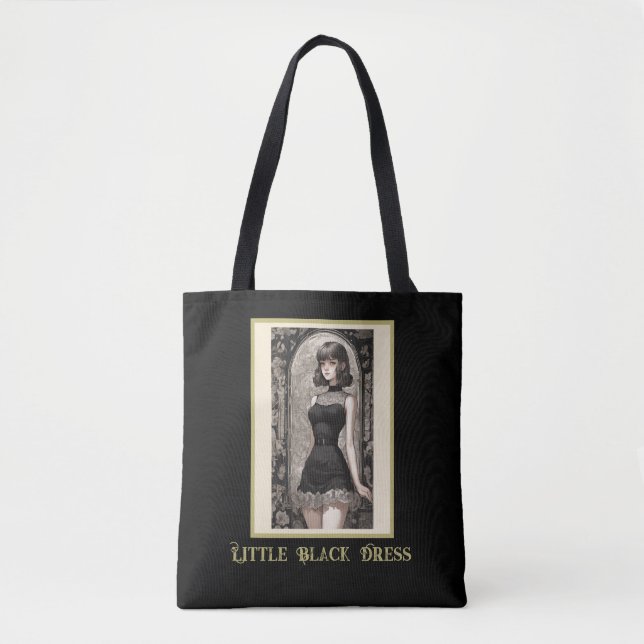 Tote Bag Retro Chic Anime Little Robe Noire (Devant)