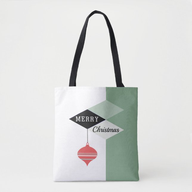 Tote Bag Retro Chic Joyeux Noël Couleur Bloc Motif (Devant)