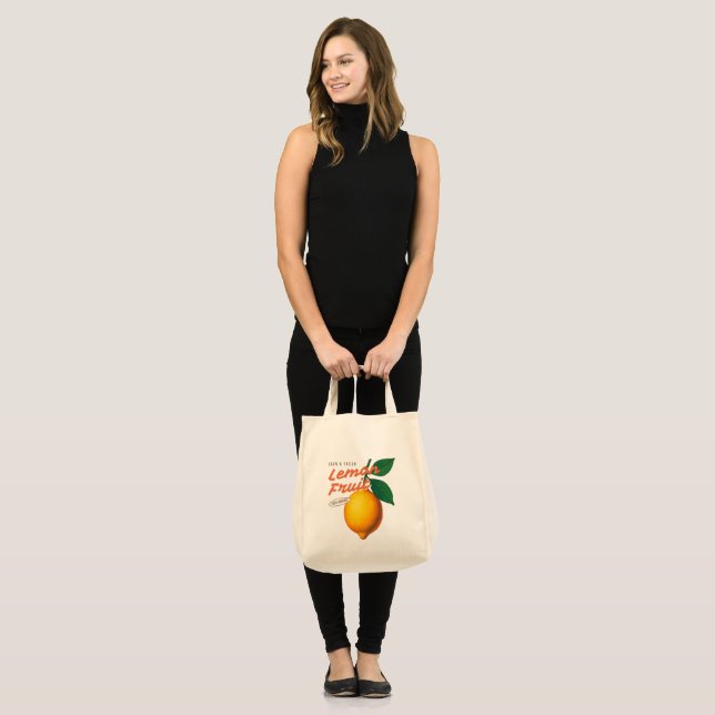 Tote Bag Rétro Citron Bio Acidulé (Devant (modèle))