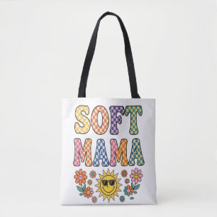 Tote Bag Rétro Coloré à Carreaux Maman Douce PNG - Vintage