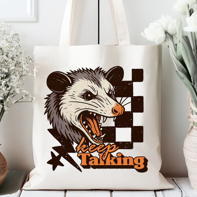 Tote Bag Retro Continue Talking Feral Possum : Animal sauva (This keep talking feral possum design brings bold edgy humor to your day!
)
