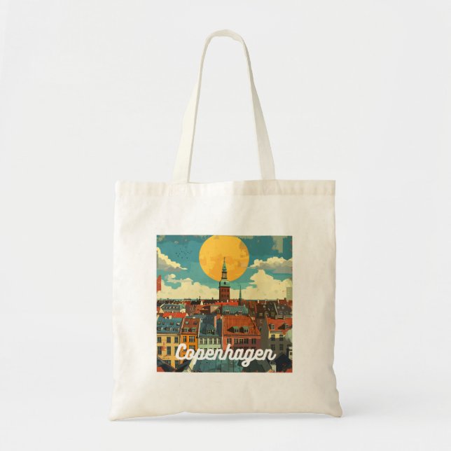 Tote Bag Retro Copenhagen Skyline (Devant)
