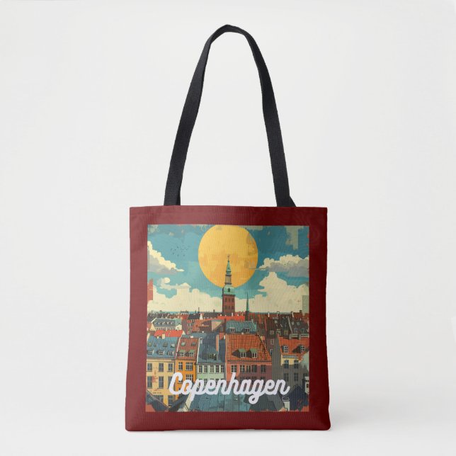 Tote Bag Retro Copenhagen Skyline (Devant)