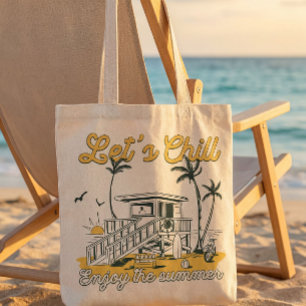 Tote Bag Retro Détendez-vous Profitez de la Maison de Plage