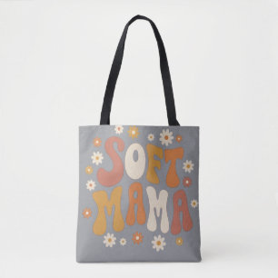 Tote Bag Rétro Douce Maman Daisy Floral Groovy Typographie