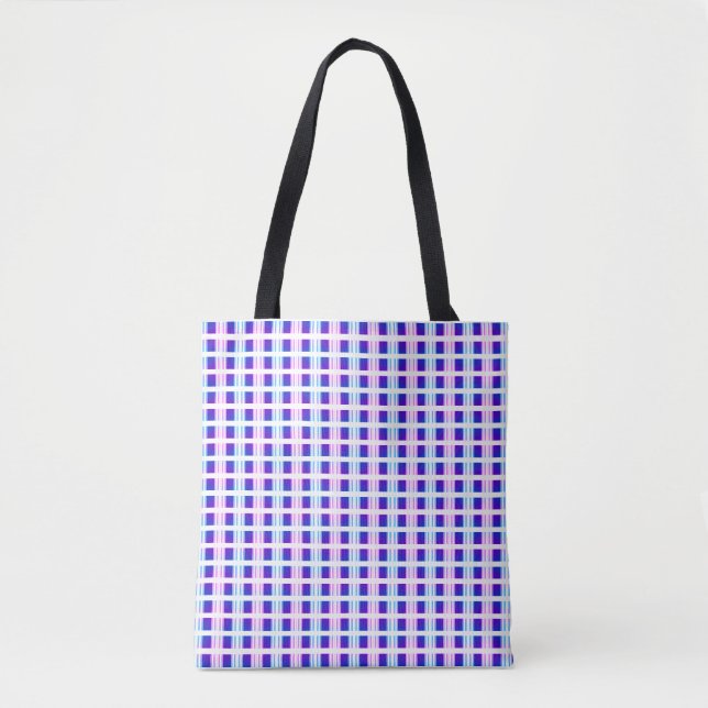Tote Bag rétro électrique rayé bleu & violet (Devant)