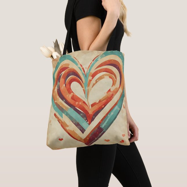 Tote Bag Rétro en forme de coeur (De près)