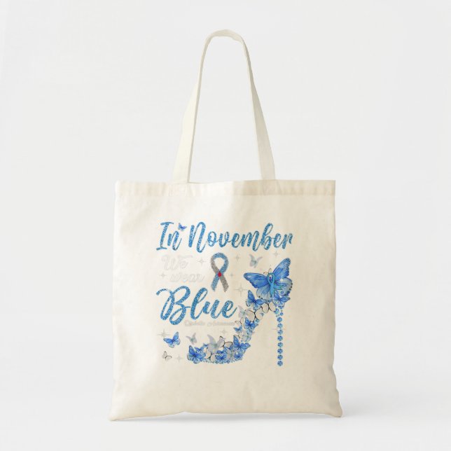 Tote Bag Retro En Novembre Nous Portons Blue Diabetes Sensi (Devant)