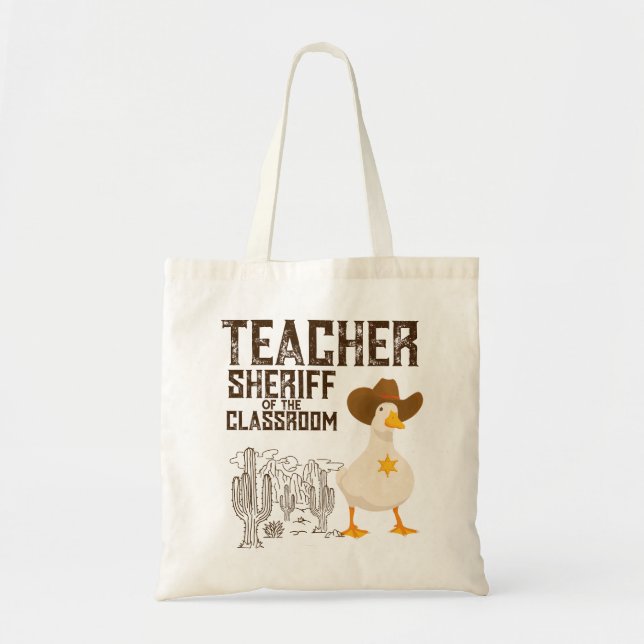 Tote Bag Retro Enseignant Retour à l'école Sheriff Funny Go (Devant)