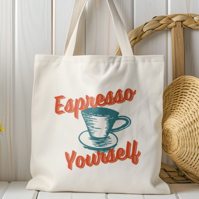Tote Bag Rétro Espresso Yourself, Café, Latte, Italien (Créateur téléchargé)