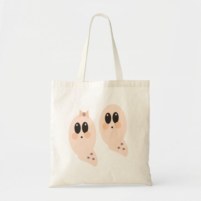 Tote Bag Retro Fille fantôme Halloween Trick ou Traiter bon (Devant)