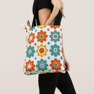Tote Bag Rétro Fleur géométrique des années 70 Boho