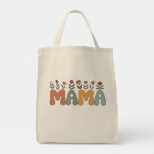 Tote Bag Retro Floral "MAMA" Parfait pour la fête des mères