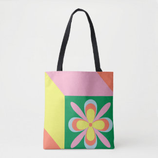Tote Bag Retro Floral Pattern colorful Spring Flower Design