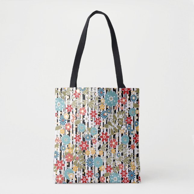 Tote Bag Rétro, floral rétro (Devant)