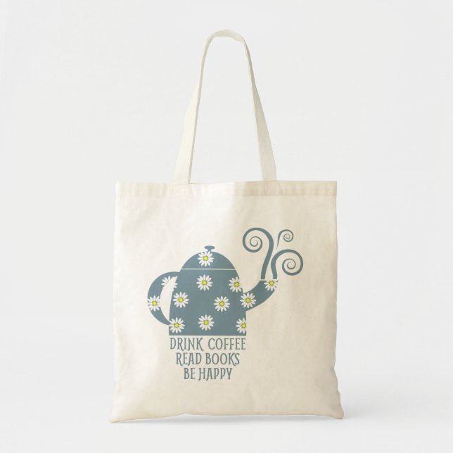 Tote Bag Rétro fourre-tout : Buvez du café, lisez les (Devant)