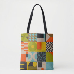 Tote Bag Rétro future oeuvre inspirée des symboles abstrait