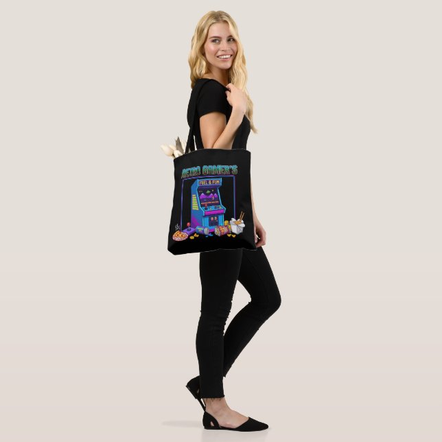 Tote Bag Retro Gamer's Fuel & Fun | Arcade Pixel Art 8-Bit (Sur le modèle)