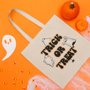 Tote Bag Retro Ghosts Halloween Tricoter ou traiter