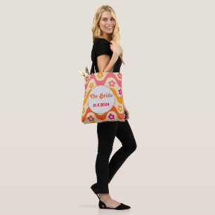 Tote Bag Rétro Groovy floral  Enterrement de vie de jeune f