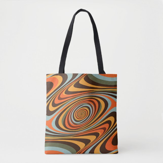 Tote Bag Retro Groovy Swirl Pattern 70s Psychedelic Vortex (Devant)