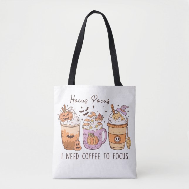 Tote Bag Retro Halloween Hocus Pocus J'Ai Besoin De Café Po (Devant)